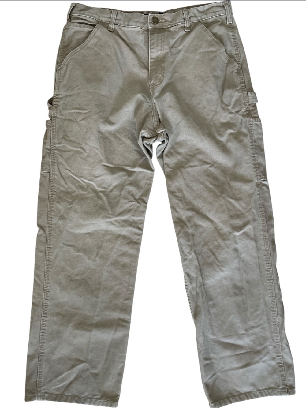 Army Navy Beige Vintage Men's Canvas Carpenter Pants Size 34x31